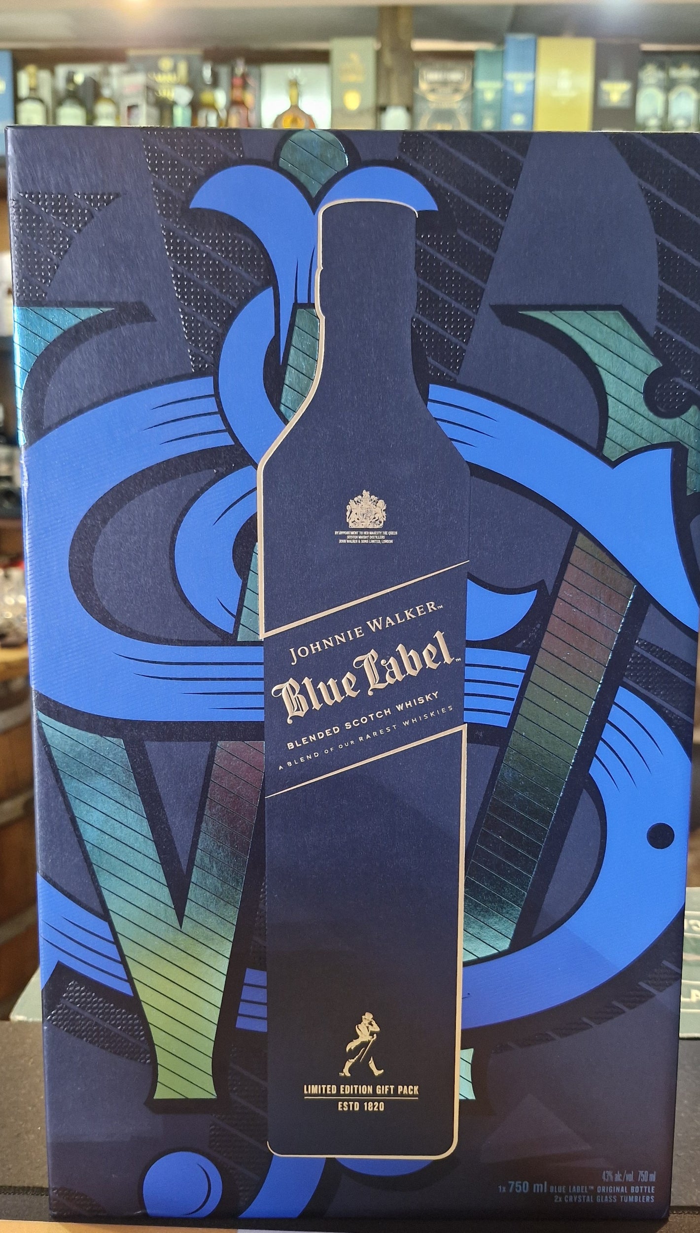 Johnnie Walker Blue 750ml & 2  glasses
