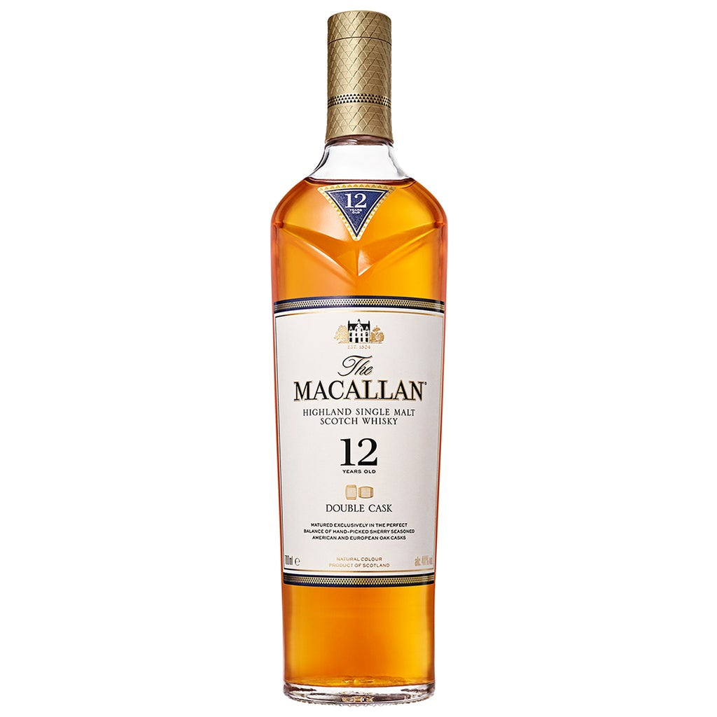 The Macallan 12 Years Old Double Cask , plus two Crystal MacAllan whisky glasses