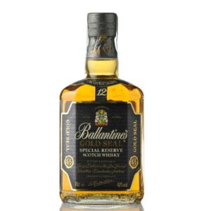Ballantines 12 Years Old Gold Seal + wooden box